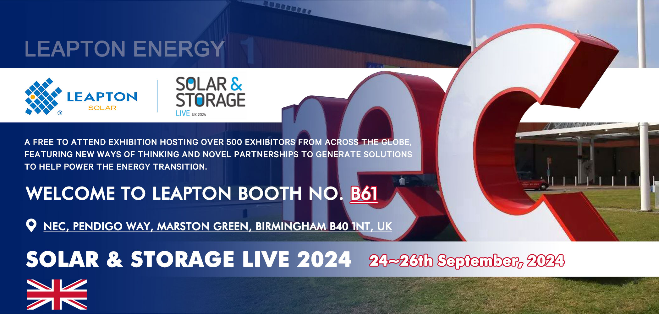 Hello Birmingham! Leapton Energy to Exhibit at Solar Storage Live 2024 in Birmingham, UK